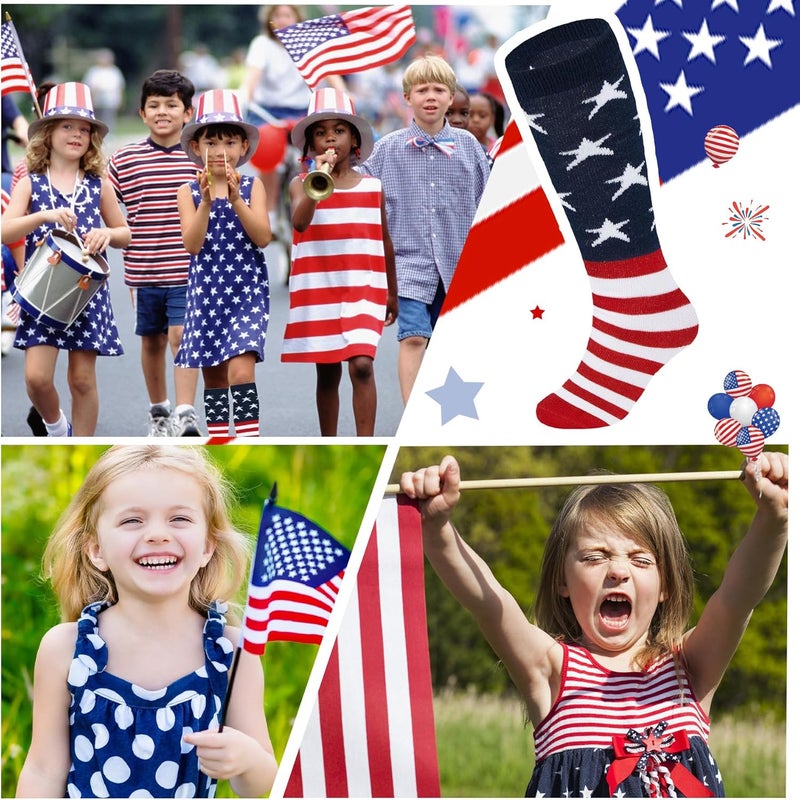 Zando American Flag Socks Kids Soccer Socks Cotton Independence Day Socks Kids Youth Baseball Socks Boys Long Tube Socks Breathable Knee High Sock for Boys Girls American Flag 3-6 Years - Image 4